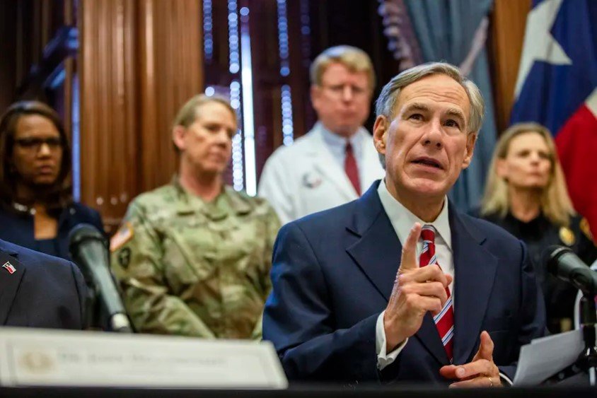 Gov. Greg Abbott declares a statewide emergency amid new cases of COVID-19 in the state on March 13, 2020 at the state capitol.